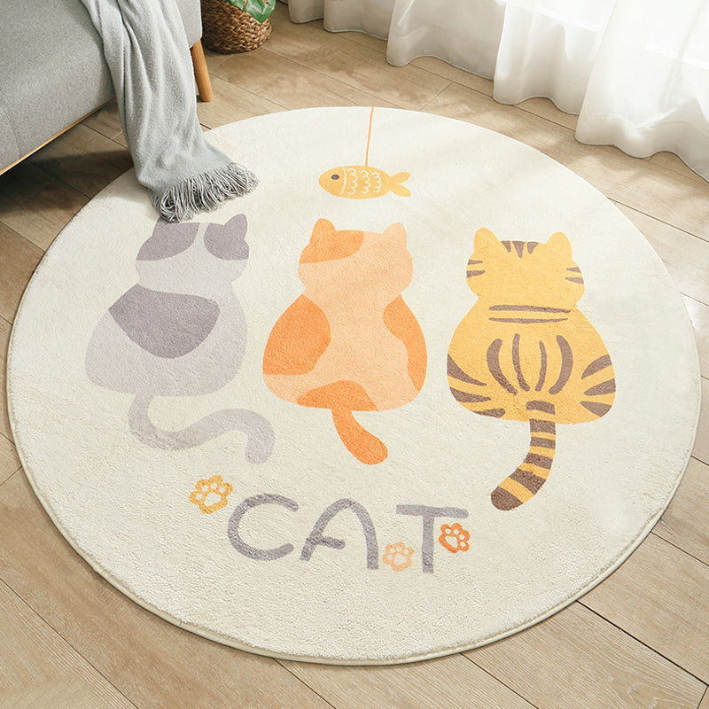 Lovely Kids Style Rug Soft Color Animal and Words Pattern Rug Pet Friendly Anti-Slip Carpet for Nursery - Yellow-Red - Clearhalo - 'Area Rug' - 'Rug' - 1927864