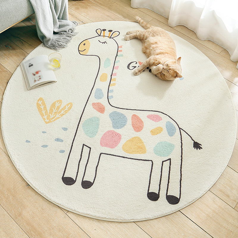 Lovely Kids Style Rug Soft Color Animal and Words Pattern Rug Pet Friendly Anti-Slip Carpet for Nursery - Ivory - Clearhalo - 'Area Rug' - 'Rug' - 1927869