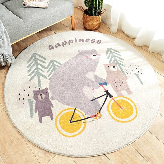 Lovely Kids Style Rug Soft Color Animal and Words Pattern Rug Pet Friendly Anti-Slip Carpet for Nursery - Yellow - Clearhalo - 'Area Rug' - 'Rug' - 1927870