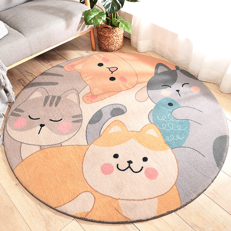 Cute Pet Indoor Rug Pastel Cartoon Rug Polypropylene Washable Stain-Proof Non-Slip Carpet for Baby Room