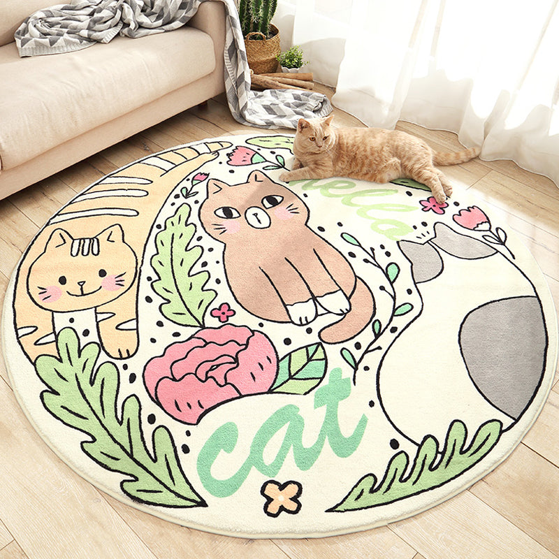 Cute Pet Indoor Rug Pastel Cartoon Rug Polypropylene Washable Stain-Proof Non-Slip Carpet for Baby Room