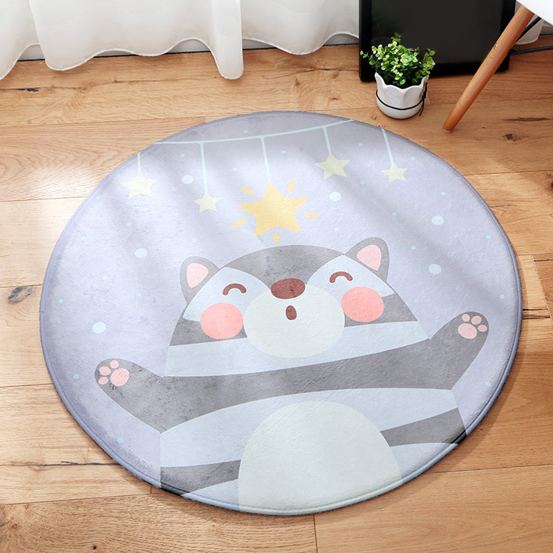 Cartoon Kids Room Rug Soft Color Wild Animal Rug Synthetics Anti-Slip Backing Area Carpet