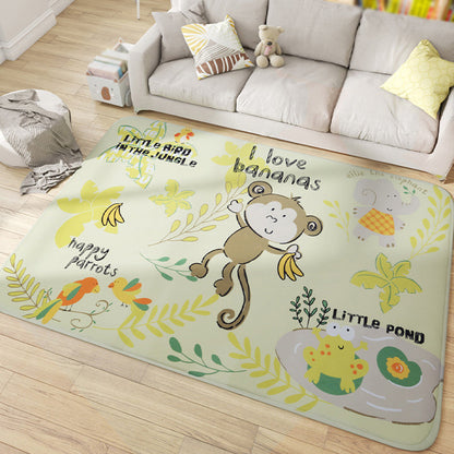 Multicolor Wild Animal Rug with Scripts Polyester Cartoon Carpet Pet Friendly Non-Slip Backing Rug for Child Room - Clearhalo - 'Area Rug' - 'Rug' - 1927912