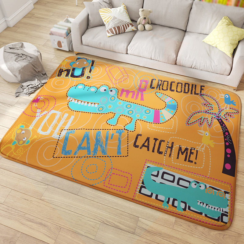 Multicolor Wild Animal Rug with Scripts Polyester Cartoon Carpet Pet Friendly Non-Slip Backing Rug for Child Room - Clearhalo - 'Area Rug' - 'Rug' - 1927914