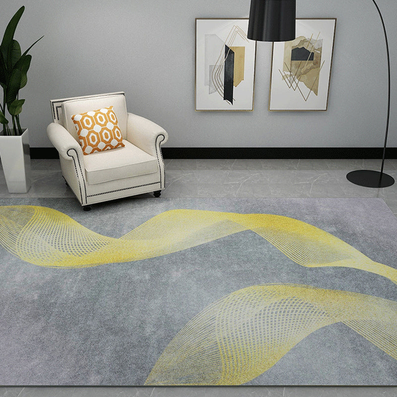 Industrial Abstract Patterned Rug Gradient Color Synthetics Carpet Stain Resistant Washable Non-Slip Rug for H - view 4