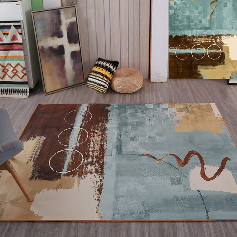 Aesthetic Industrial Area Rug Dark Color Oil Painting Abstract Carpet Anti-Slip Machine Wash Rug for Home - Coffee - Clearhalo - 'Area Rug' - 'Rug' - 1927927