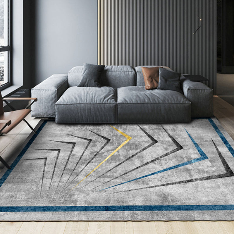 Steampunk Living Room Rug Dark Color Line Art Abstract Carpet Polyester Anti-Slip Backing Rug for Living Room Light Gray Clearhalo 'Area Rug' 'Rug' 1927946