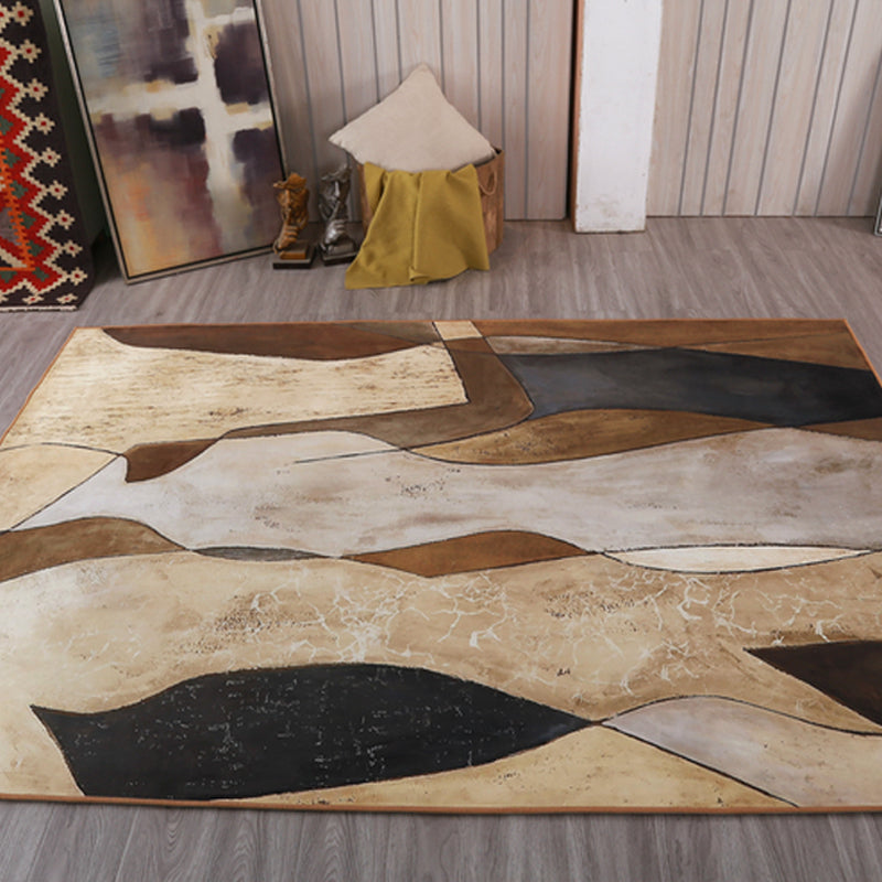 Unique Abstract Figure Rug Gold Novelty Area Carpet Polypropylene Stain Resistant Rug for Living Room Clearhalo 'Area Rug' 'Rug' 1927948