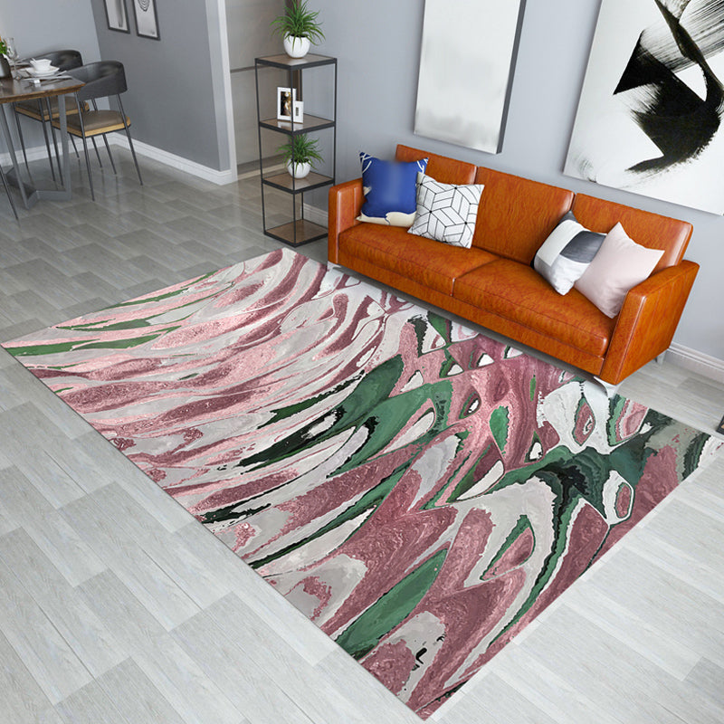 Shimmering Waves Abstract Rug Bright Color Industrial Rug Synthetics Pet Friendly Carpet for Sitting Room Rose Gold 4'7" x 6'7" Clearhalo 'Area Rug' 'Rug' 1928011