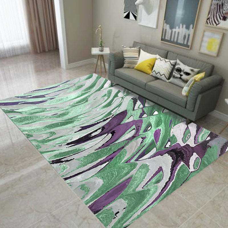 Shimmering Waves Abstract Rug Bright Color Industrial Rug Synthetics Pet Friendly Carpet for Sitting Room Green Clearhalo 'Area Rug' 'Rug' 1928017