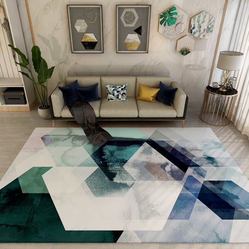 Creative Overlapping Geometric Rug Multicolored Contemporary Rug Polypropylene Non-Slip Backing Carpet for Home