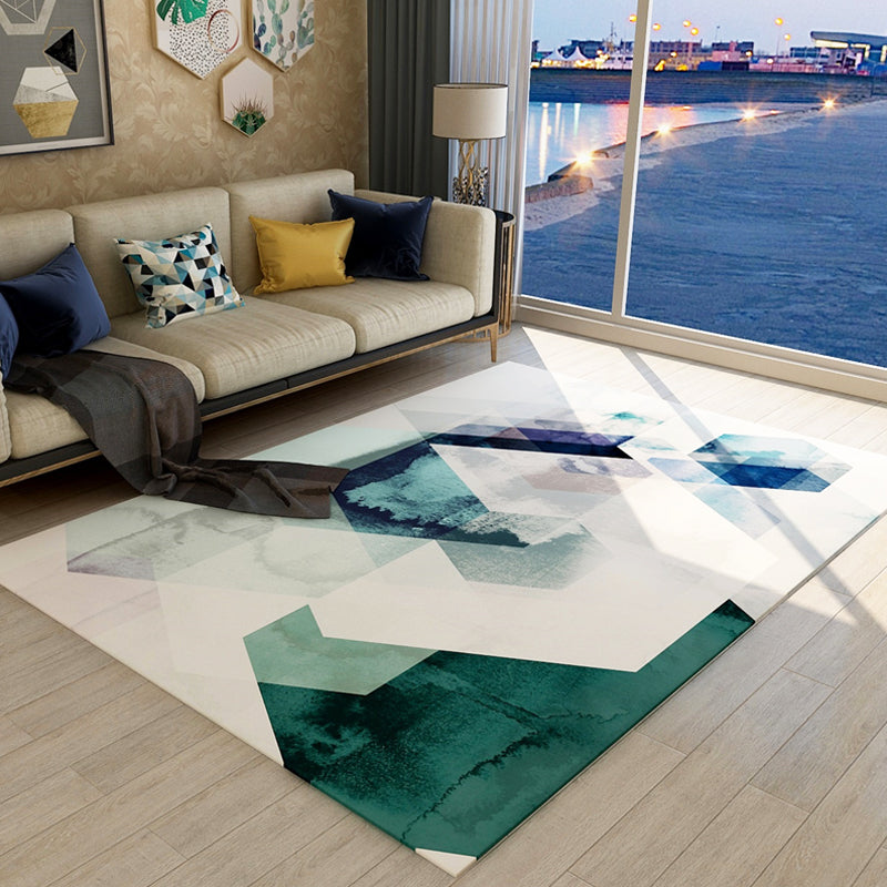 Creative Overlapping Geometric Rug Multicolored Contemporary Rug Polypropylene Non-Slip Backing Carpet for Home