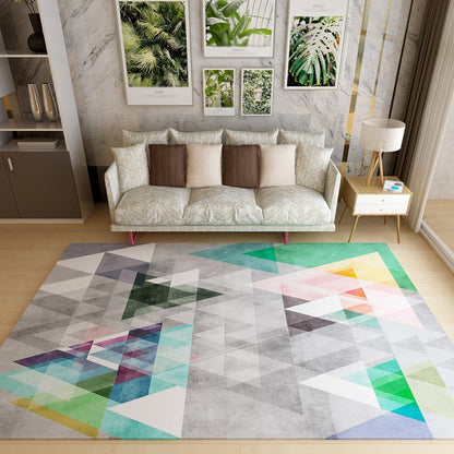 Creative Overlapping Geometric Rug Multicolored Contemporary Rug Polypropylene Non-Slip Backing Carpet for Home