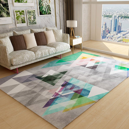 Creative Overlapping Geometric Rug Multicolored Contemporary Rug Polypropylene Non-Slip Backing Carpet for Home