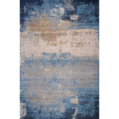 Modern Abstract Rug Blue Polyester Machine Washable Non-Slip Backing Pet Friendly Indoor Rug - Clearhalo - 'Area Rug' - 'Rug' - 1928146