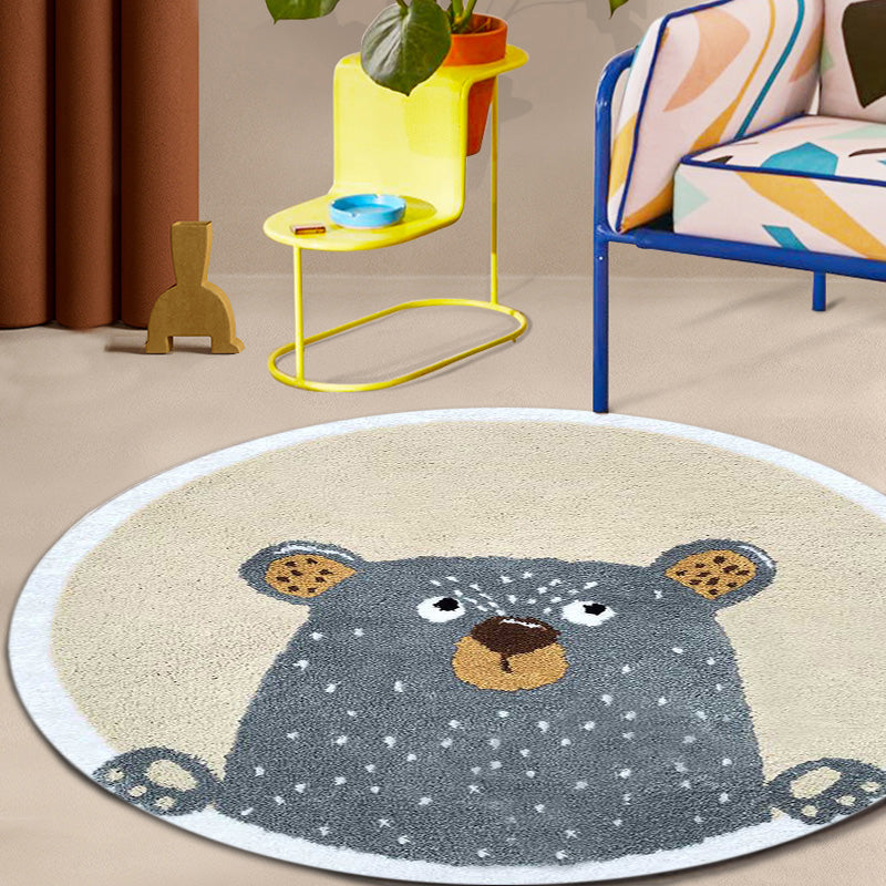 Light Color Baby Room Rug Cartoon Animal Area Carpet Polypropylene Pet Friendly Anti-Slip Rug - Clearhalo - 'Area Rug' - 'Rug' - 1931991