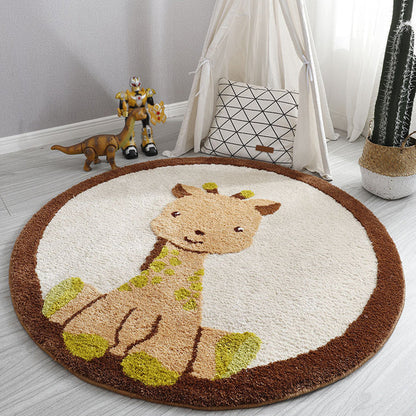 Light Color Baby Room Rug Cartoon Animal Area Carpet Polypropylene Pet Friendly Anti-Slip Rug - Yellow - Clearhalo - 'Area Rug' - 'Rug' - 1931996