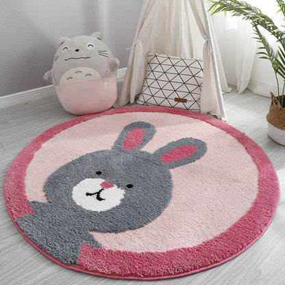 Light Color Baby Room Rug Cartoon Animal Area Carpet Polypropylene Pet Friendly Anti-Slip Rug - Rose Red - Clearhalo - 'Area Rug' - 'Rug' - 1931997