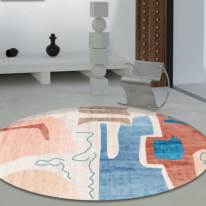 Pastel Watercolor Abstract Rug Polypropylene Novelty Carpet Machine Wash Anti-Slip Rug for Sitting Room