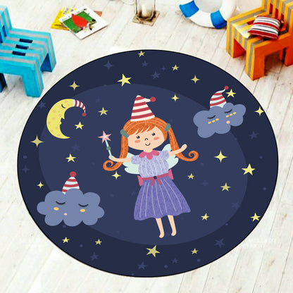 Kids Wonderland Rug Multicolor Polypropylene Carpet Non-Slip Pet Friendly Rug for Childrens Bedroom - Blue - Clearhalo - 'Area Rug' - 'Rug' - 1932050