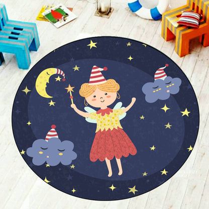 Kids Wonderland Rug Multicolor Polypropylene Carpet Non-Slip Pet Friendly Rug for Childrens Bedroom - Dark Blue - Clearhalo - 'Area Rug' - 'Rug' - 1932051