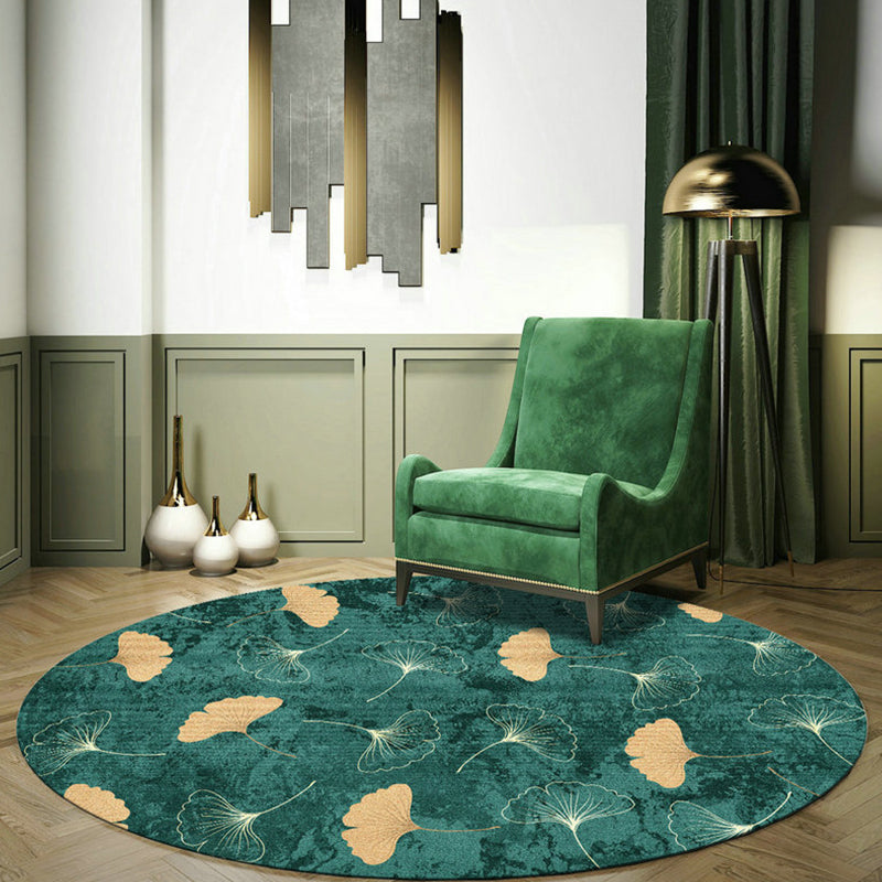 Green Tropical Rug Polyester Ginkgo Leaf Print Carpet Anti-Slip Backing Easy Care Rug for Home - view 3