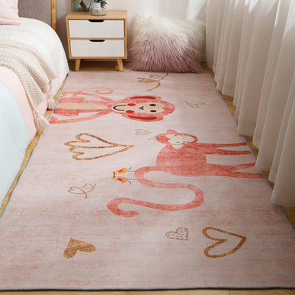 Lovely Cartoon Rug Soft Color Fairy Tale Carpet Machine Wash Anti-Slip Rug for Child Bedroom - Light Red - Clearhalo - 'Area Rug' - 'Rug' - 1932073