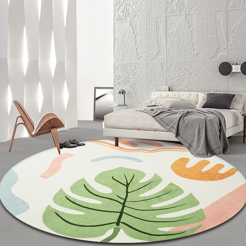 Green Tropical Rug Polyester Botanical Pattern Area Rug Washable Pet Friendly Anti-Slip Carpet for Study - view 2