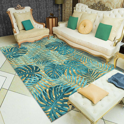 Multi-Color Living Room Rug Tropical Leaf and Feather Pattern Carpet Polyester Pet Friendly Washable Non-Slip Carpet - Green - Clearhalo - 'Area Rug' - 'Rug' - 1932102