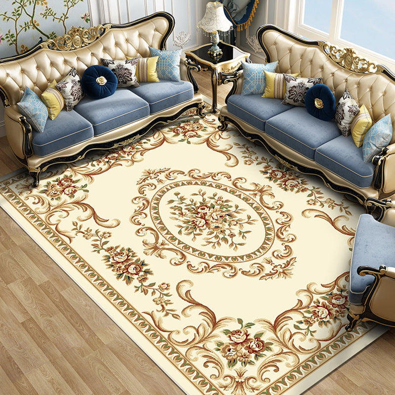 Colorful Blossom Pattern Rug Multicoloured Vintage Carpet Polyester Machine Washable Non-Slip Backing Carpet for Parlor Beige Clearhalo 'Area Rug' 'Rugs' 'Vintage' Rug' 1932219