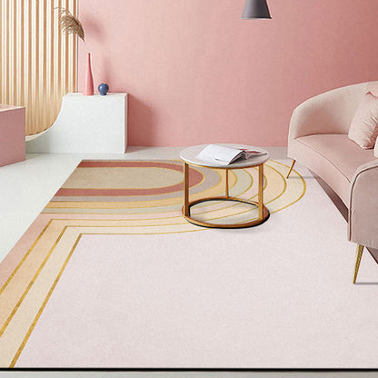 Pink Hall Rug Modernist Colorblock and Striped Pattern Carpet Polyester Pet Friendly Washable Non-Slip Backing Rug - Red - Clearhalo - 'Area Rug' - 'Rug' - 1932384