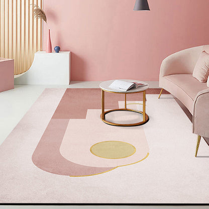 Pink Hall Rug Modernist Colorblock and Striped Pattern Carpet Polyester Pet Friendly Washable Non-Slip Backing Rug - Pink - Clearhalo - 'Area Rug' - 'Rug' - 1932392