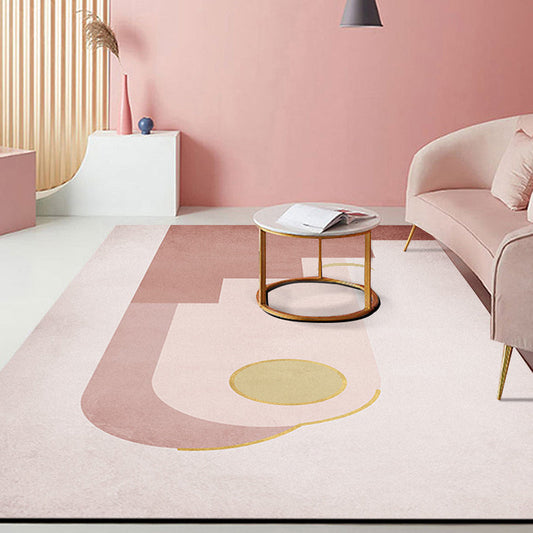 Pink Hall Rug Modernist Colorblock and Striped Pattern Carpet Polyester Pet Friendly Washable Non-Slip Backing Rug - Pink - Clearhalo - 'Area Rug' - 'Rug' - 1932392