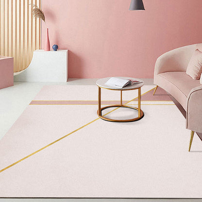 Pink Hall Rug Modernist Colorblock and Striped Pattern Carpet Polyester Pet Friendly Washable Non-Slip Backing Rug - Peach - Clearhalo - 'Area Rug' - 'Rug' - 1932393