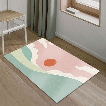 Funky Abstract Rug Multicolor Contemporary Indoor Rug Polyester Washable Pet Friendly Anti-Slip Backing Carpet for Bedroom