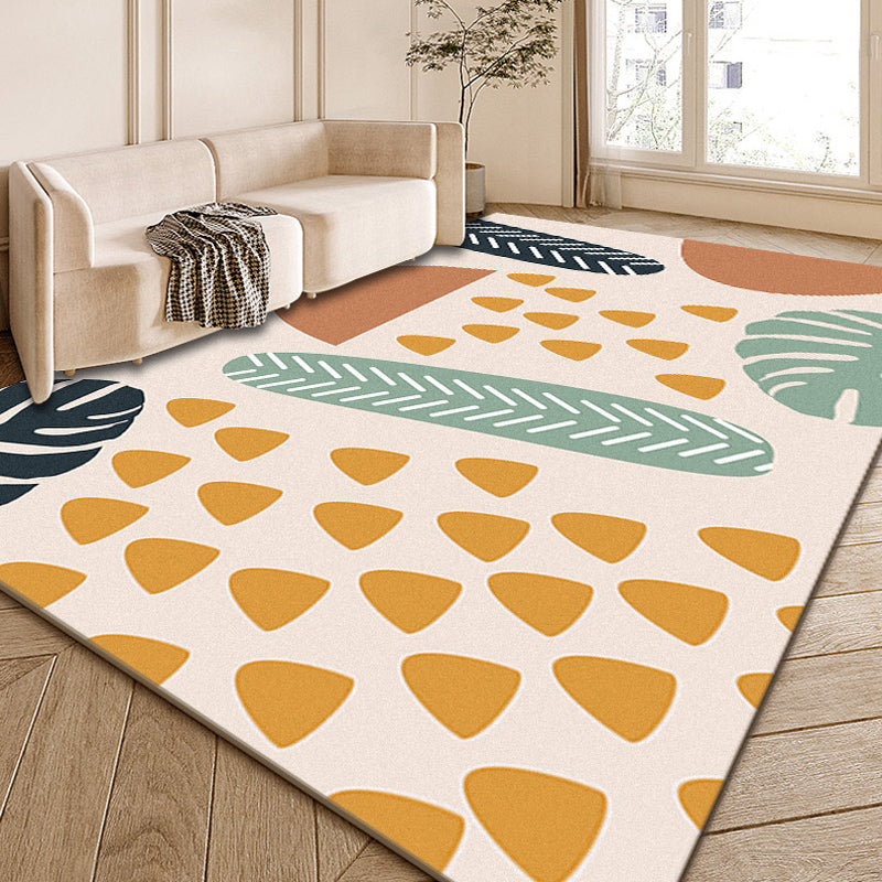 Multi-Color Modernist Rug Polyester Abstract and Striped Pattern Carpet Washable Anti-Slip Backing Indoor Rug for Living Room - Yellow-Red - Clearhalo - 'Area Rug' - 'Rug' - 1932453