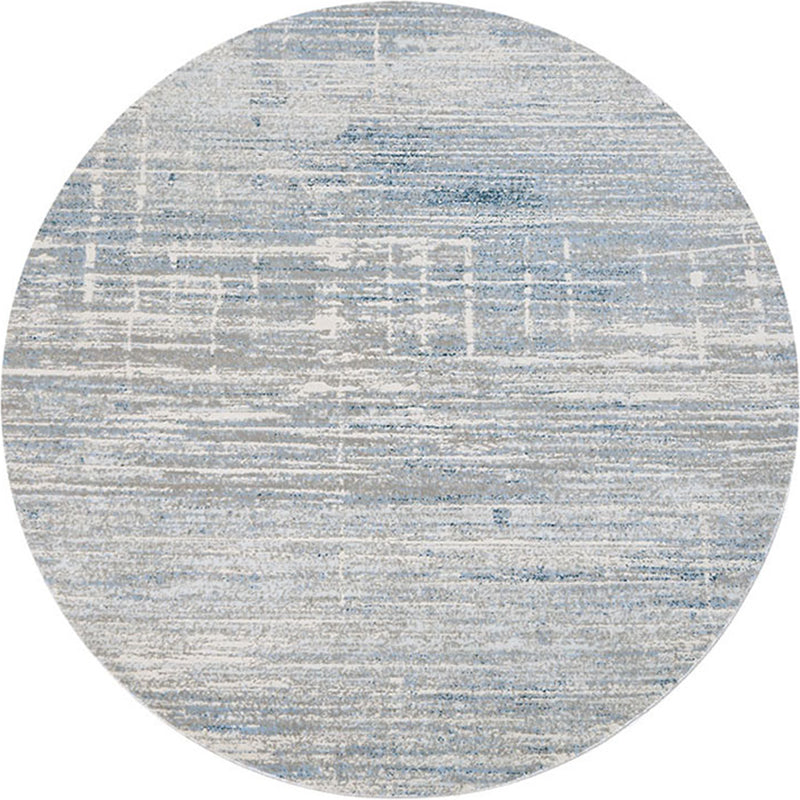 Industrial Style Light Gray Area Rug Round Textured Polyester Pet Friendly Indoor Rugs