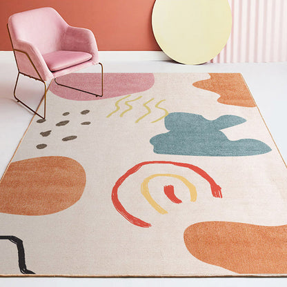 Color Block Design Novelty Style Colorful Area Rug Pet Friendly Polyester Rugs for Living Room - Orange - Clearhalo - 'Area Rug' - 'Rug' - 1932722