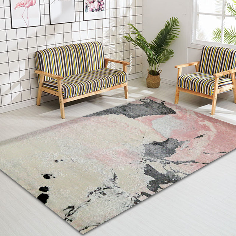 Industrial Style Rug with Colorful Cement Pattern Indoor Pet Friendly Polyester Area Rug