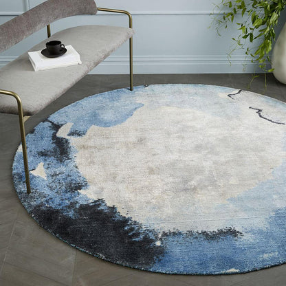 Circular Industrial Style Rug with Multicolor Cement Pattern Pet Friendly Polyester Rug for Room - Black - Clearhalo - 'Area Rug' - 'Rug' - 1932737