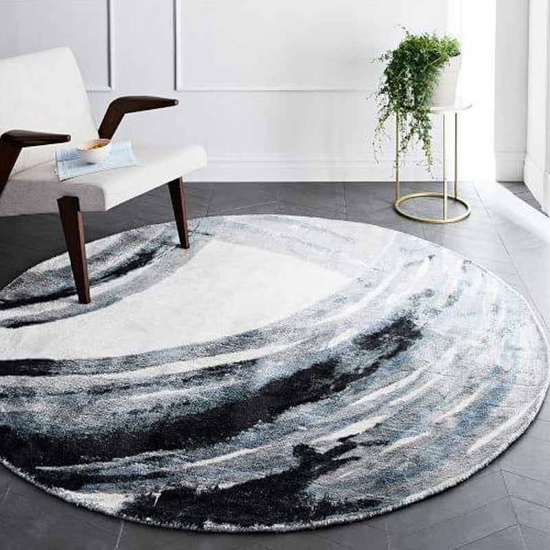 Circular Industrial Style Rug with Multicolor Cement Pattern Pet Friendly Polyester Rug for Room - Grey - Clearhalo - 'Area Rug' - 'Rug' - 1932742