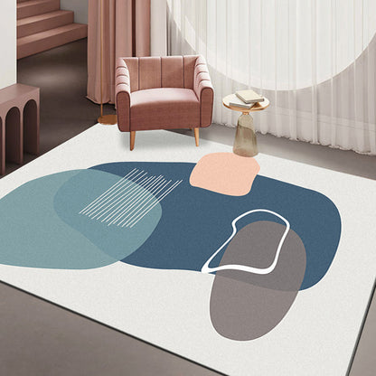 Minimalism Parlor Rug Multi-Color Colorblock Indoor Rug Polyester Anti-Slip Backing Machine Washable Carpet - Light Red - Clearhalo - 'Area Rug' - 'Rug' - 1932766