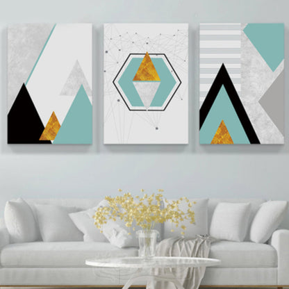 Geometrical Mountain Landscape Canvas Modern Textured Wall Art Print in Soft Color