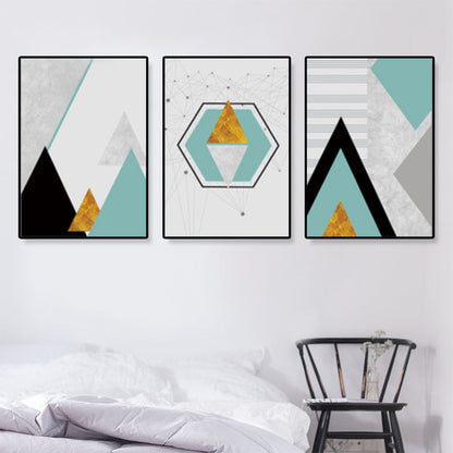 Geometrical Mountain Landscape Canvas Modern Textured Wall Art Print in Soft Color