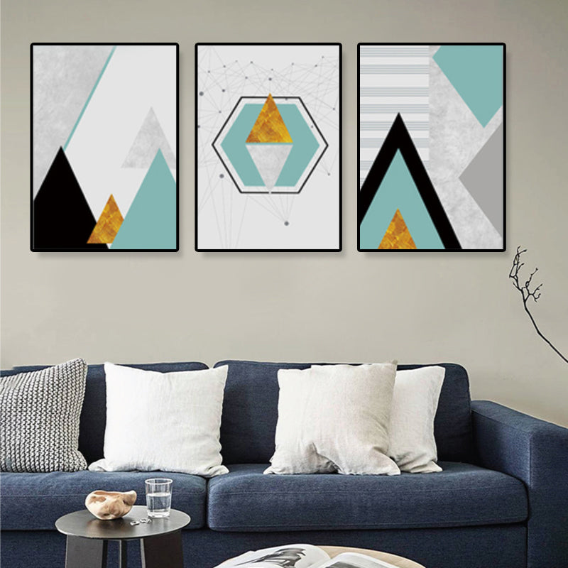 Geometrical Mountain Landscape Canvas Modern Textured Wall Art Print in Soft Color - view 3
