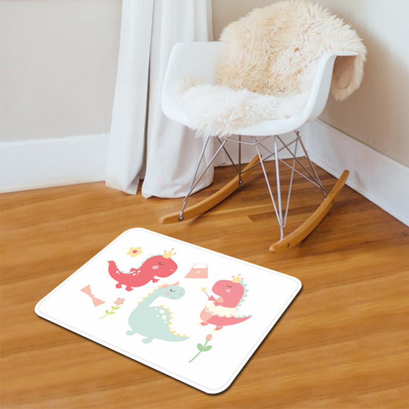 Cute Kids Rug in Pink and White Animal Dinosaur Butterfly Bee Pattern Rug Polyester Washable Carpet for Childr - view 7