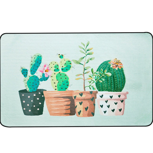 Kids Child's Room Rug in Pink and Green Botanical Cactus Print Rug Polyester Stain-Resistant Area Rug - Clearhalo - 'Area Rug' - 'Rug' - 1933677