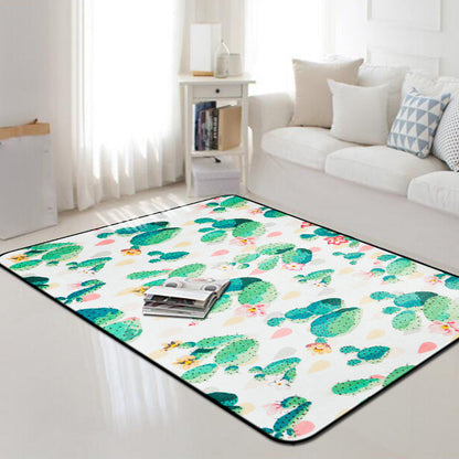 Kids Child's Room Rug in Pink and Green Botanical Cactus Print Rug Polyester Stain-Resistant Area Rug - White - Clearhalo - 'Area Rug' - 'Rug' - 1933681