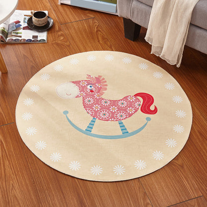 Kids Bedroom Rug in Pink and Purple Animal Horse Bear Print Rug Polyester Stain-Resistant Area Rug - Yellow-Red - Clearhalo - 'Area Rug' - 'Rug' - 1933689