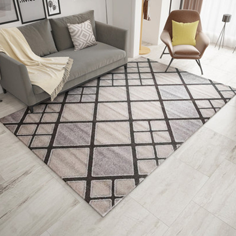 Ivory Bedroom Rug Novelty Geometric Plaid Stripe Pattern Rug Polyester Washable Area Rug - Light Purple - Clearhalo - 'Area Rug' - 'Rug' - 1946555